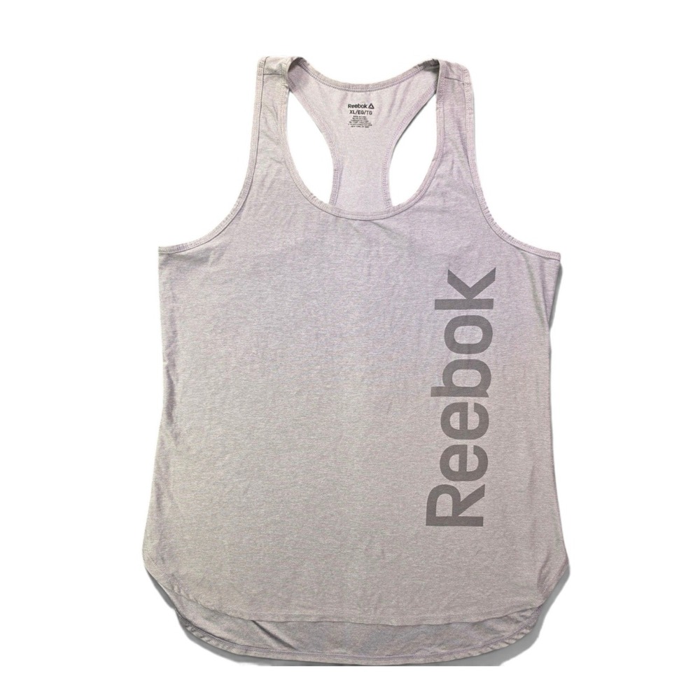 Reebok Racerback Tank Top Vertical Logo High Low Workout Athletic Womens XL
